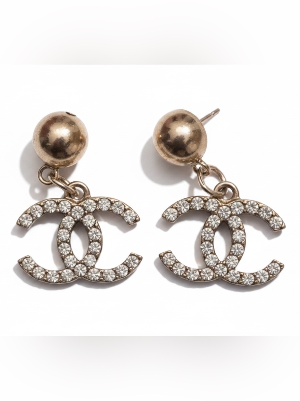 C Gold-Tone Crystal C Drop Earrings